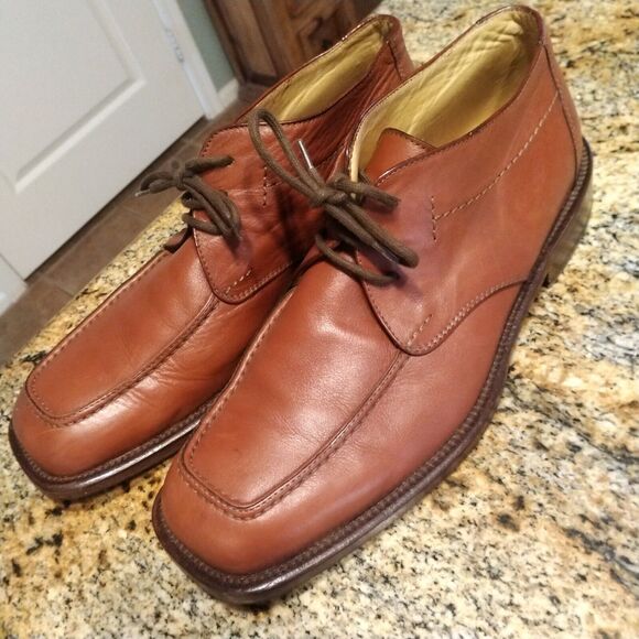 Nardi Brown Leather Derby Dress Shoes Lace Up Square Toe Made Italy Men 44 US 11 - Picture 1 of 13